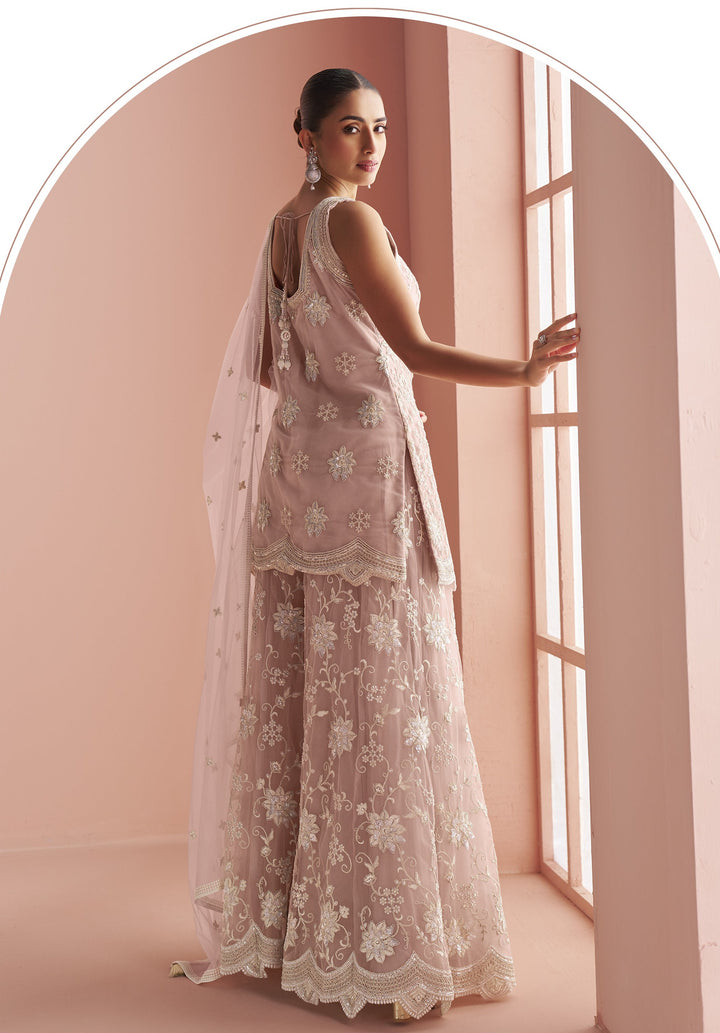 sangeet wear stylish sharara set in pink