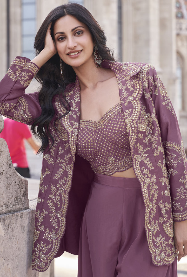 ethnic shaadi wear with crop top and palazzo