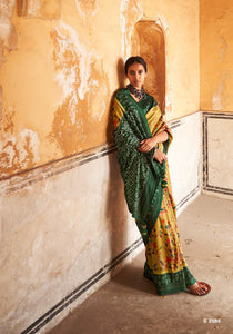 Ikkat Printed Tussar Silk Saree