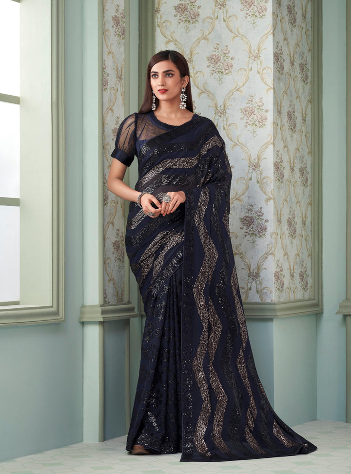 Evening Party Special Sequined Saree - Fashion Nation