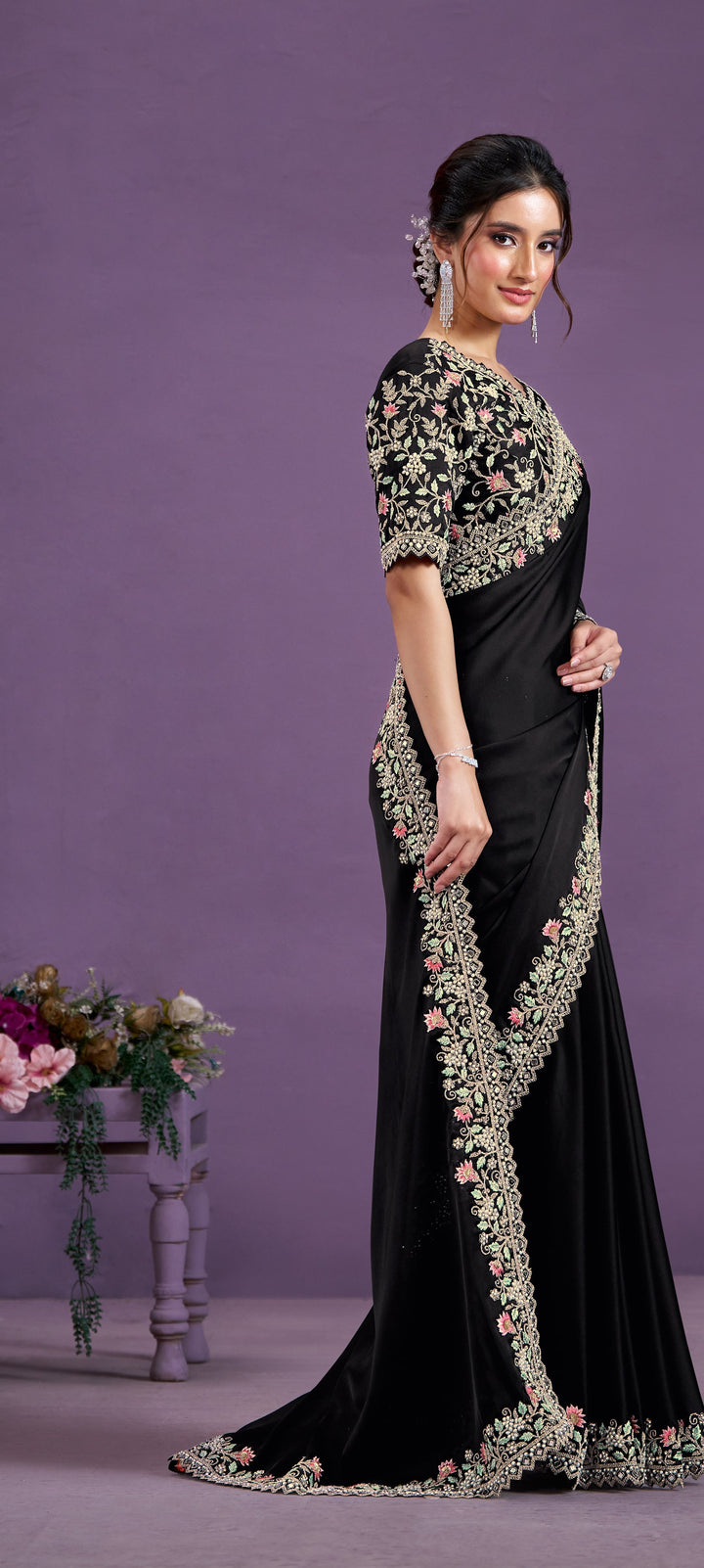 stylish cocktail party saree