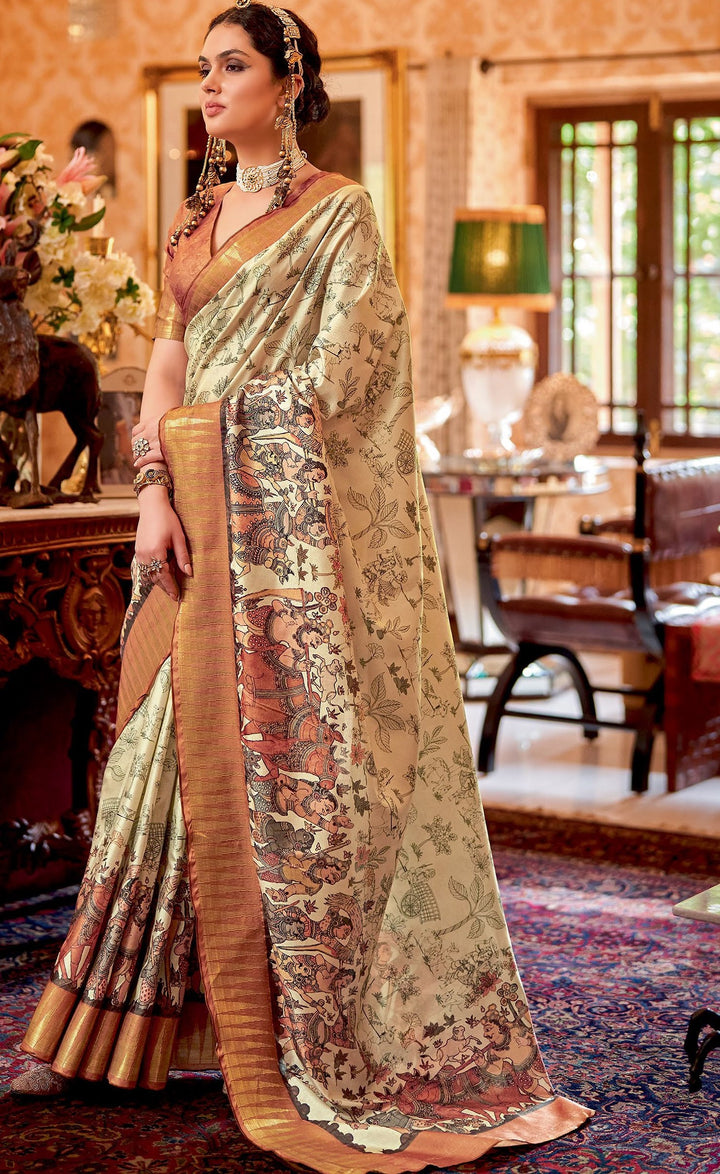culturally rich pattachitra printed silk saree