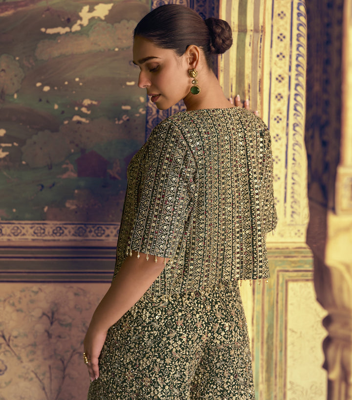 mehendi wear indo western 3 piece shaadi attire