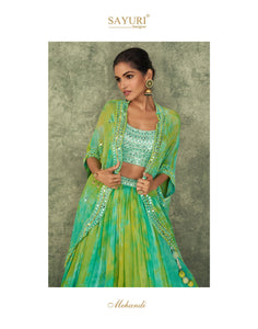 Mehendi Party Wear Indo Western Tie & Dye Skirt Set