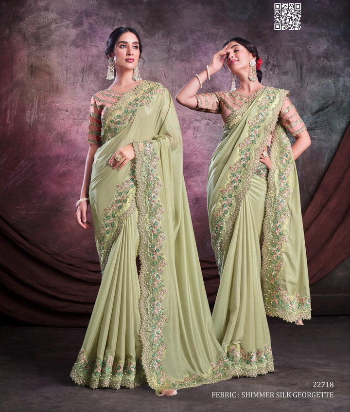 Mehendi Special Designer Latest Sari - Fashion Nation