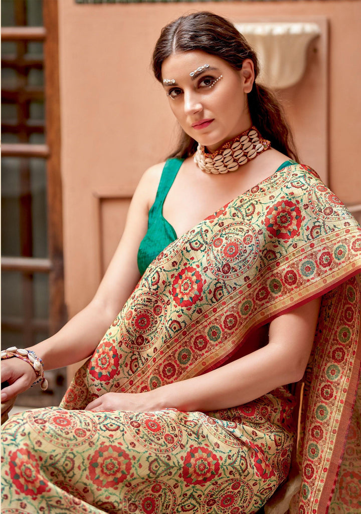 Banarasi Zari Silk Everyday Wear Saree in Multicolour - Fashion Nation