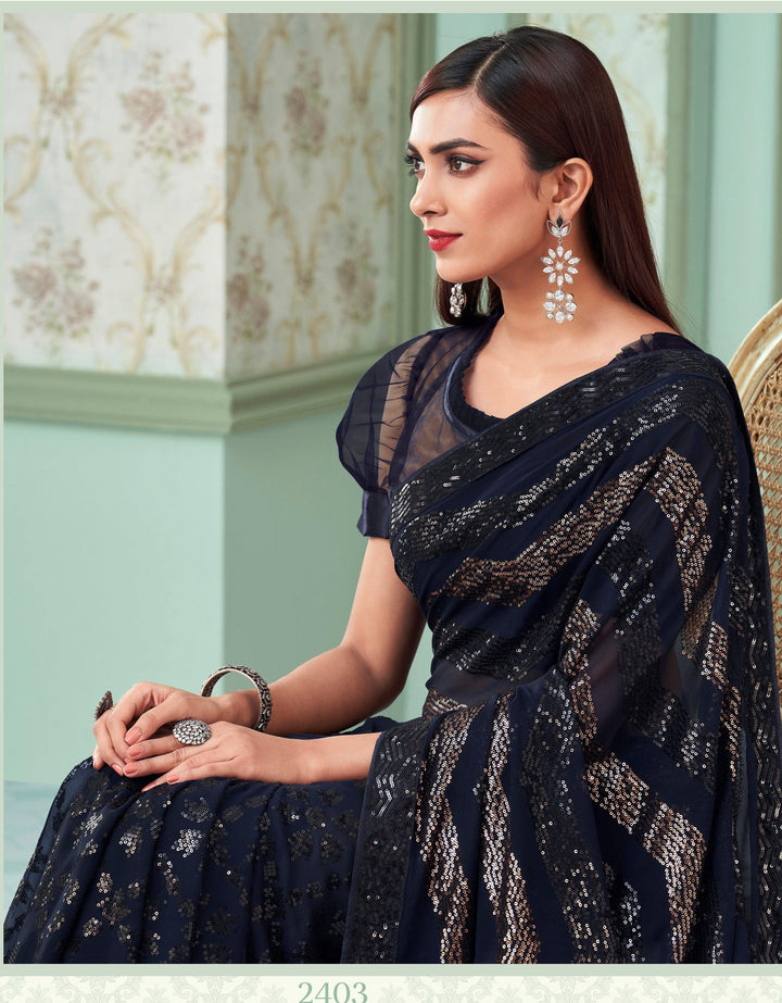 Evening Party Special Sequined Saree - Fashion Nation