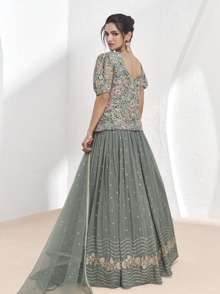 Grey Georgette Fusion Fashion Engagement Wear Lehenga Choli - Fashion Nation