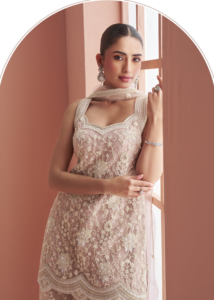 sleeveless 3 piece set with sequins work