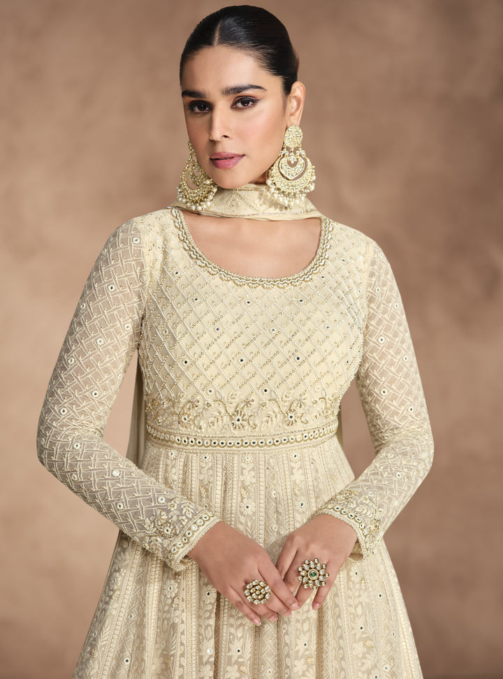 sangeet partywear chikankari gown