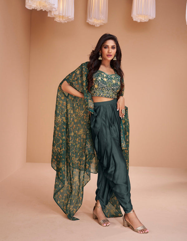 Partywear Indo-Western Dhoti Pants with Shrug - Fashion Nation