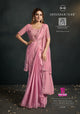 Designer Crepe Pink Saree with Jacket