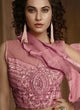 Indo Western TH059 Designer Cocktail Wear Pink Net Silk Lehenga Style Gown - Fashion Nation
