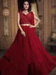 Fiery Indo Western TH062 Designer Cocktail Wear Red Silk Lehenga Style Gown - Fashion Nation