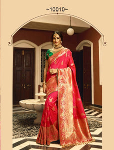 Regal VRI10010 Bridal Pink Rani Green Silk Saree - Fashion Nation