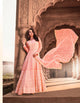 Elegant KS1054 Lucknowi Peach Georgette Floor Length Anarkali Gown by Fashion Nation