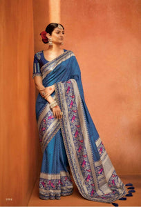 Appealing KIM1084 Bridal Blue Multicoloured Banarasi Silk Saree - Fashion Nation