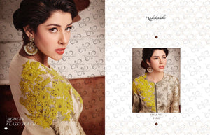 Latest NAK11048 PartyWear Beige Olive Silk Jacket Style Anarkali - Fashion Nation