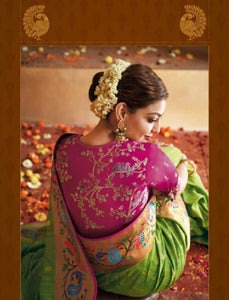 Wedding Special Kajal Aggarwal KIM1113 Bridal Magenta Green Silk Saree - Fashion Nation