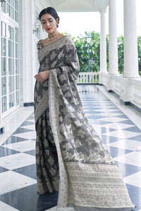 Evening Wear Banarasi Cotton Lucknowi Saree for Online Sales by Fashion Nation
