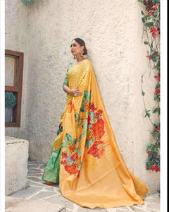 Affordable Fashion Multicoloured Digital Weaving Silk Saree - Fashion Nation