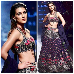 Kriti Sanon KH18718 Bollywood Inspired Blue Silk Lehenga Choli - Fashion Nation