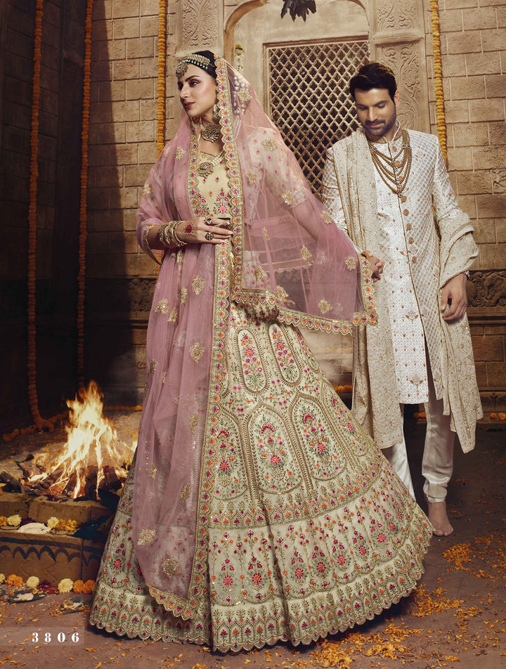 Royal Cream Organza Bridal Lehenga Choli - Fashion Nation