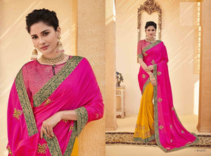 Marvellous PS40205 Designer Pink Yellow Silk Saree - Fashion Nation