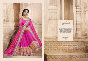 Popular NAK4080 Nakkashi Rani Pink Silk Jacquard Handloom Silk Saree - Fashion Nation