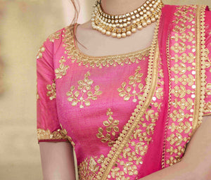 Traditional NAK4088 Designer Nakkashi Light Pink Net Handloom Silk Lehenga Saree - Fashion Nation