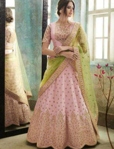 Fabulous Nakkashi NAK4155 Designer Pink Satin Silk Lehenga Choli - Fashion Nation