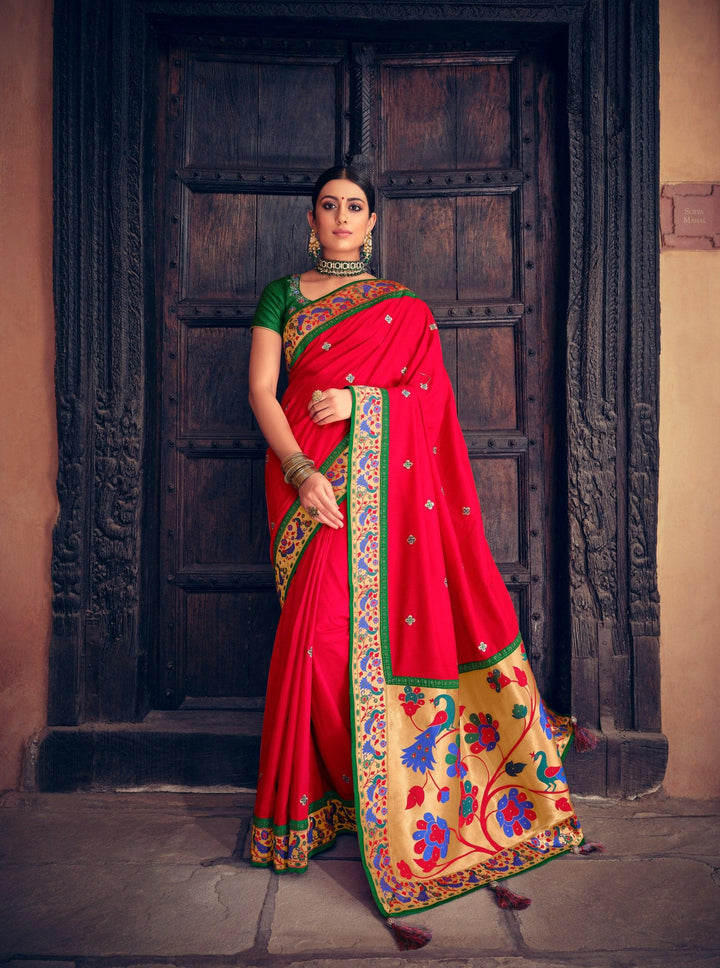 Marriage Party Wear Paithani Silk Saree - Fashion Nation