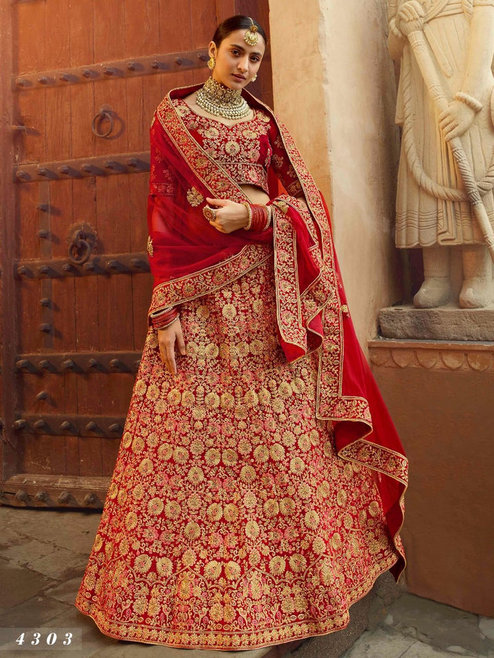 Shaadi Special Red Velvet Designer Latest Lehenga Choli - Fashion Nation