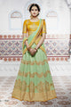 Bright NAK5097 Bridal Pista Green Yellow Handloom Silk Chiffon Lehenga Choli - Fashion Nation