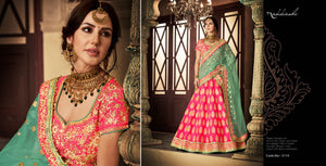Unique NAK5114 Bridal Aqua Pink Net Silk Lehenga Choli - Fashion Nation
