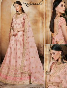 Fabulous Nakkashi NAK5126 Bridal Light Peach Satin Silk Net Lehenga Choli - Fashion Nation