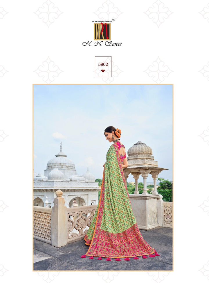 Mehndi Function Wear Designer Silk Saree - Fashion Nation