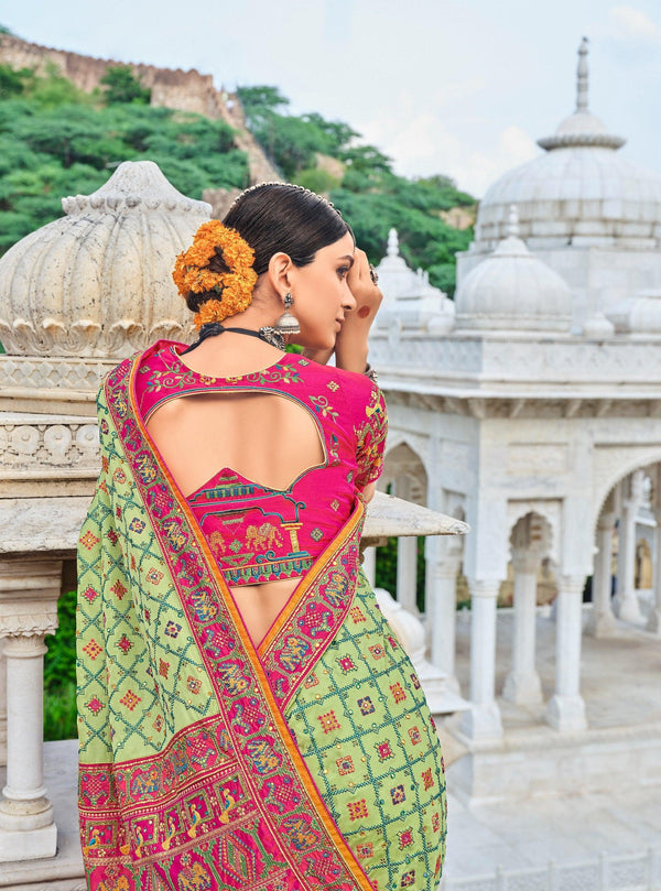 Mehndi Function Wear Designer Silk Saree - Fashion Nation