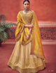 Festive Kimora KIM6001 Bridal Beige Yellow Jacquard Silk Lehenga Choli - Fashion Nation