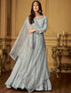 Indo Western MAI6404 Dainty Benarasi Silk Floor Length Gown with Shimmer String Along Dupatta - Fashion Nation