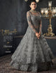 Grand Indo Western GLA66001 Grey Net Silk Abaya Style Layered Anarkali - Fashion Nation