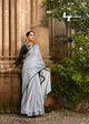 Daily Fashion Grey Linen Silk Weaving Saree with Blouse - Fashion Nation