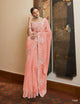 Peach Organza Designer Saree for Online Sales by Fashion Nation