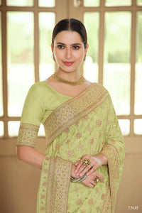 Wedding Party Wear Designer Green Saree by Fashion Nation