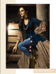 Indo Western MAI7901 Readymade Blue Beige Cotton Satin Front Slit Long Dress - Fashion Nation