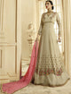 Simple PRN8844 Elegant Cream Pink Georgette Silk Floor Length Anarkali Gown - Fashion Nation