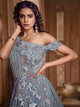 Celestial Indo Western TH89662 Cocktail Wear Grey Silk Net Layered Gown - Fashion Nation