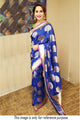 KH13280 Madhuri Dixit Bollywood Inspired Blue Silk Saree - Fashion Nation