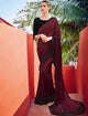 Gorgeous CR41006 Cocktail Purple Black Silk Lycra Ruffled Saree - Fashion Nation