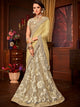 Party Wear LH10702 Designer Golden Beige Net Jacquard Lehenga Saree by Fashion Nation